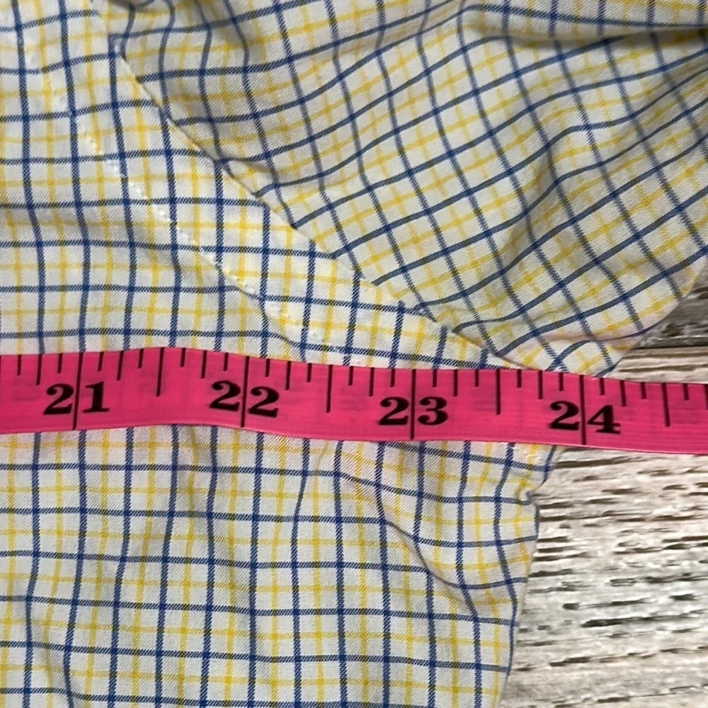 Polo Ralph Lauren Dress Shirt Mens 16 Regent Classic Fit Yellow Blue Plaid